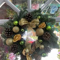 Gold and Green Christmas Wreath 