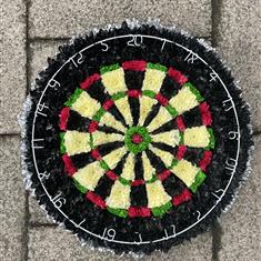 Dart board funeral tribute 